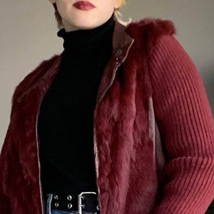 Vintage 90s sweater with real fur